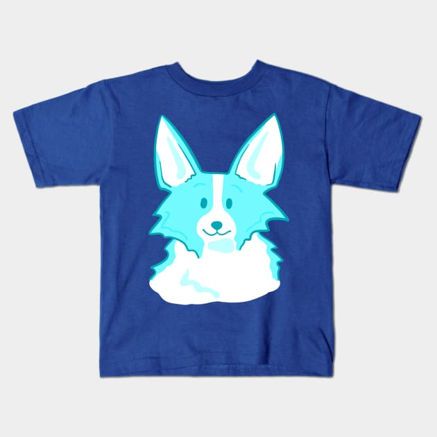 Blue Adorable Corgi Face Kids T-Shirt by KelseyLovelle